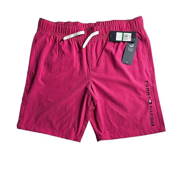Tommy Hilfiger Boys Hibiscus Pink Logo Draw String Shorts Sz L 16-18 - Picture 1 of 16